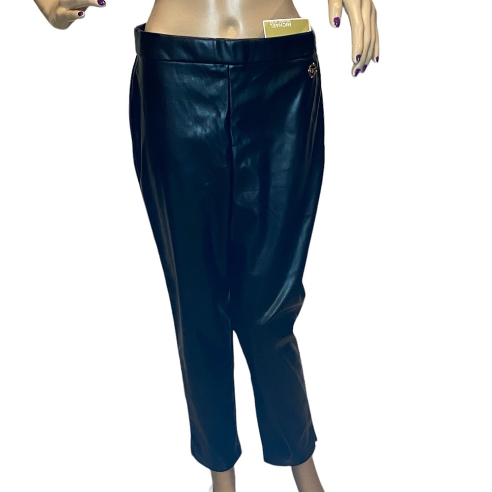 MICHAEL Michael Kors Black Vegan Faux Leather Black Pull-on Pants Sz Medium NWT